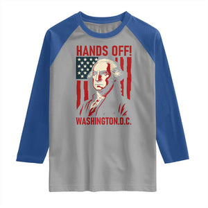 Hands Off DC Patriotic Raglan Shirt George Washington American Flag TS02 Sport Gray Royal Print Your Wear