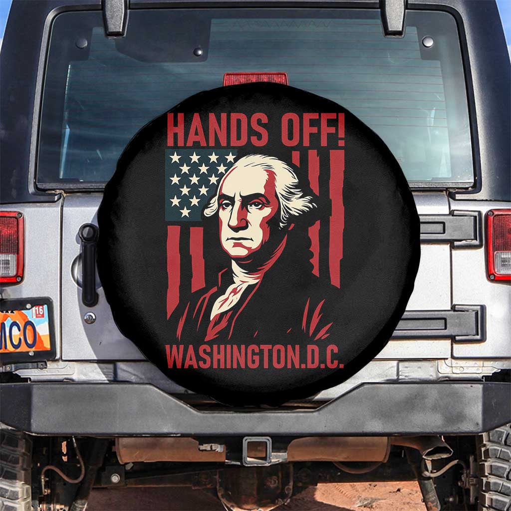 Hands Off DC Patriotic Spare Tire Cover George Washington American Flag TS02 No hole Black Print Your Wear