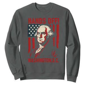 Hands Off DC Patriotic Sweatshirt George Washington American Flag TS02 Dark Heather Print Your Wear