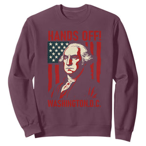 Hands Off DC Patriotic Sweatshirt George Washington American Flag TS02 Maroon Print Your Wear
