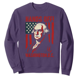 Hands Off DC Patriotic Sweatshirt George Washington American Flag TS02 Purple Print Your Wear