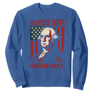 Hands Off DC Patriotic Sweatshirt George Washington American Flag TS02 Royal Blue Print Your Wear