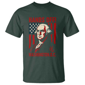 Hands Off DC Patriotic T Shirt George Washington American Flag TS02 Dark Forest Green Print Your Wear