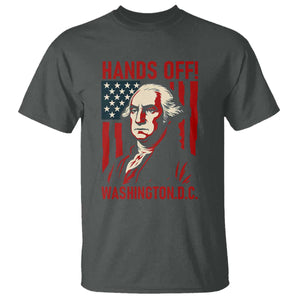 Hands Off DC Patriotic T Shirt George Washington American Flag TS02 Dark Heather Print Your Wear