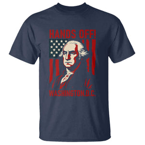 Hands Off DC Patriotic T Shirt George Washington American Flag TS02 Navy Print Your Wear