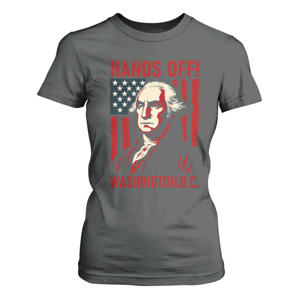Hands Off DC Patriotic T Shirt For Women George Washington American Flag TS02 Dark Heather Print Your Wear
