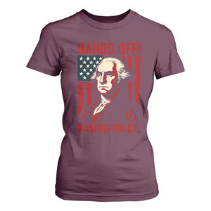 Hands Off DC Patriotic T Shirt For Women George Washington American Flag TS02 Maroon Print Your Wear