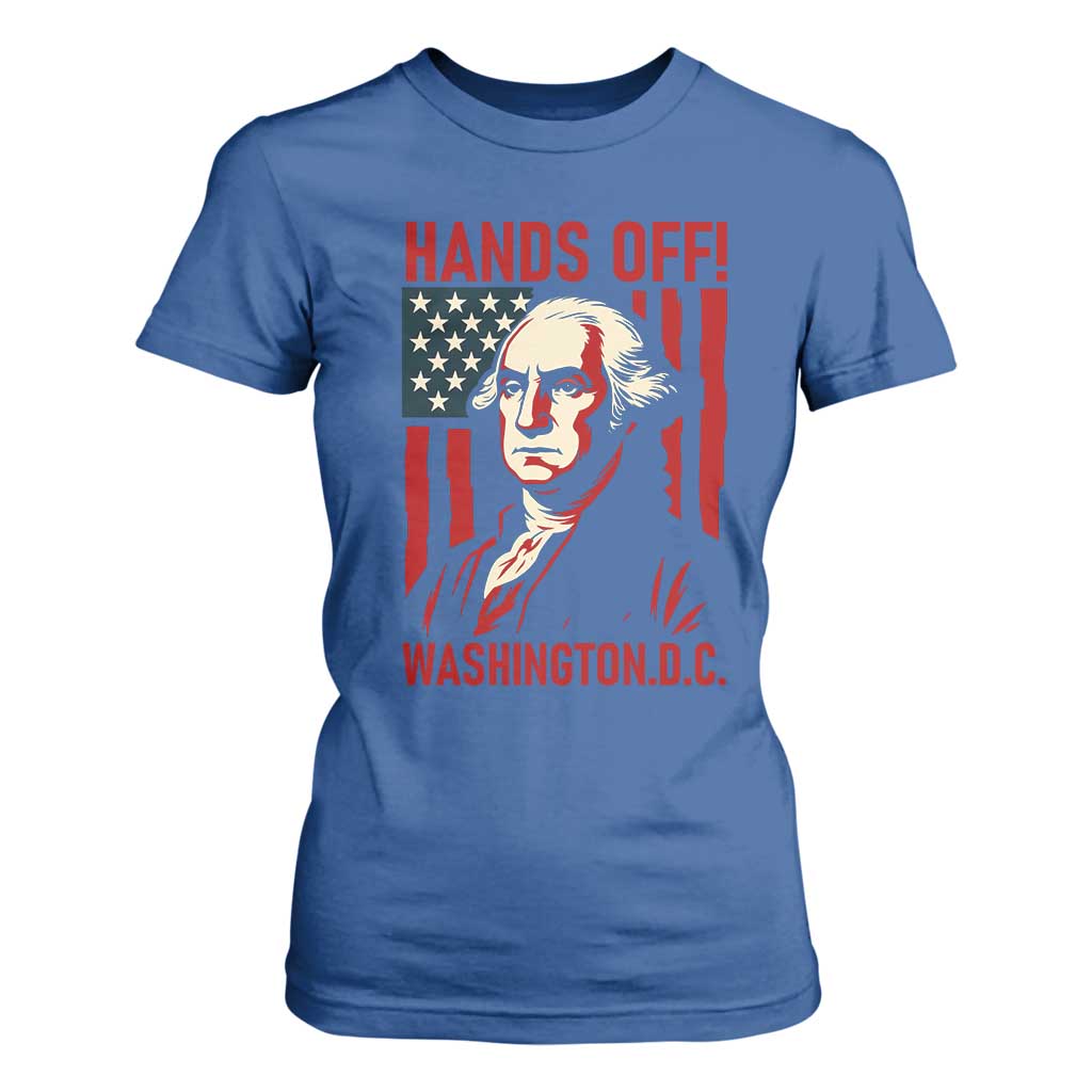 Hands Off DC Patriotic T Shirt For Women George Washington American Flag TS02 Royal Blue Print Your Wear
