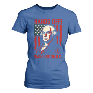 Hands Off DC Patriotic T Shirt For Women George Washington American Flag TS02 Royal Blue Print Your Wear