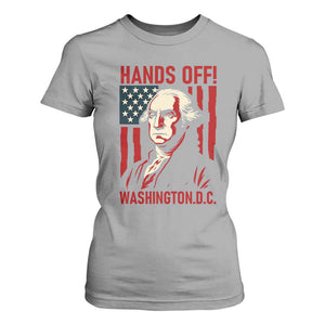 Hands Off DC Patriotic T Shirt For Women George Washington American Flag TS02 Sport Gray Print Your Wear