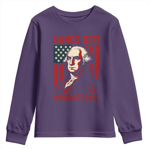 Hands Off DC Patriotic Youth Sweatshirt George Washington American Flag TS02 Purple Print Your Wear