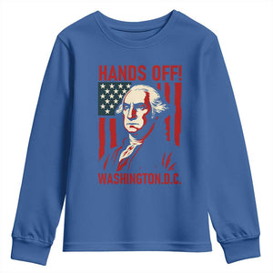Hands Off DC Patriotic Youth Sweatshirt George Washington American Flag TS02 Royal Blue Print Your Wear