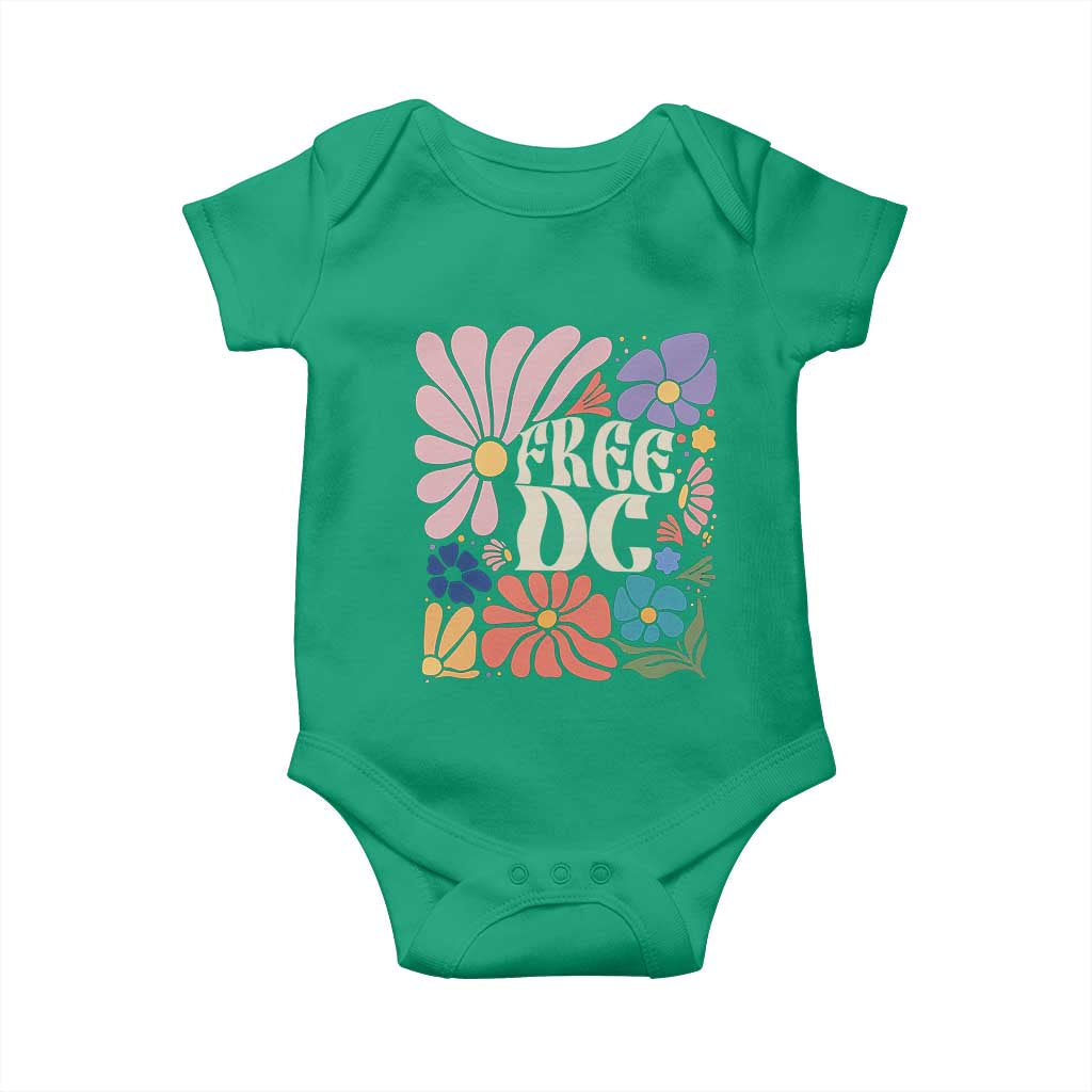 Free DC Subtle Groovy Floral Baby Onesie Washington D.C. Rights Retro Hippie Style TS02 Irish Green Print Your Wear