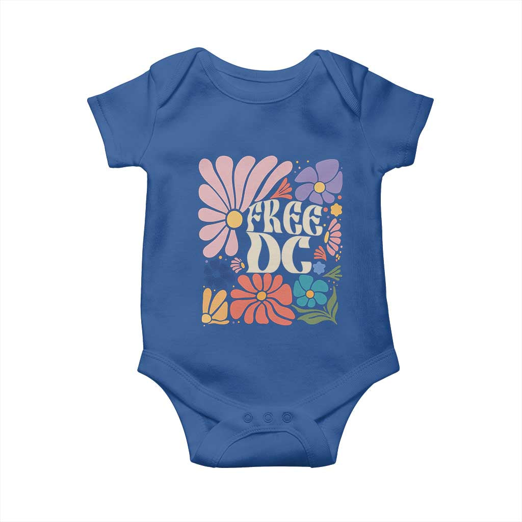 Free DC Subtle Groovy Floral Baby Onesie Washington D.C. Rights Retro Hippie Style TS02 Royal Blue Print Your Wear