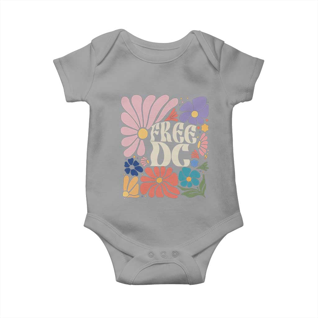 Free DC Subtle Groovy Floral Baby Onesie Washington D.C. Rights Retro Hippie Style TS02 Sport Gray Print Your Wear