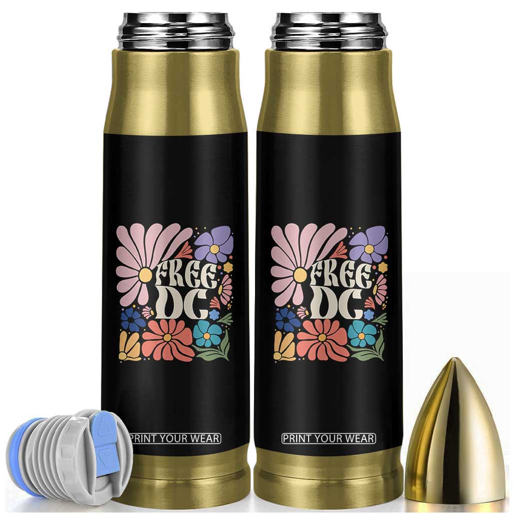 Free DC Subtle Groovy Floral Bullet Tumbler Washington D.C. Rights Retro Hippie Style TS02 Black Print Your Wear