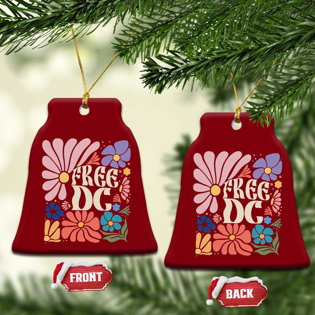 Free DC Subtle Groovy Floral Ceramic Ornament Washington D.C. Rights Retro Hippie Style TS02 Print Your Wear