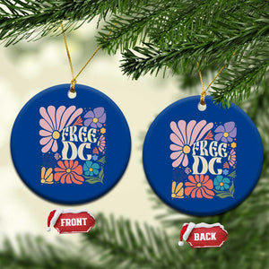 Free DC Subtle Groovy Floral Ceramic Ornament Washington D.C. Rights Retro Hippie Style TS02 1pc Blue Print Your Wear
