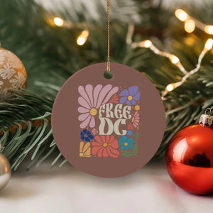 Free DC Subtle Groovy Floral Ceramic Ornament Washington D.C. Rights Retro Hippie Style TS02 1pc Mocha Print Your Wear