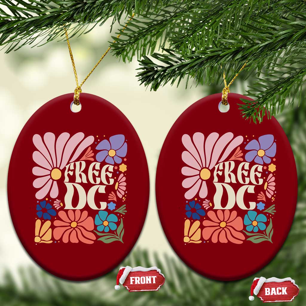 Free DC Subtle Groovy Floral Ceramic Ornament Washington D.C. Rights Retro Hippie Style TS02 Print Your Wear