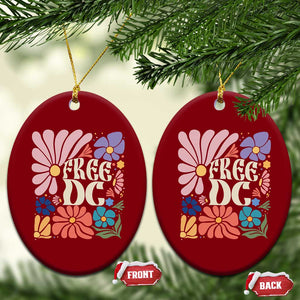 Free DC Subtle Groovy Floral Ceramic Ornament Washington D.C. Rights Retro Hippie Style TS02 Print Your Wear