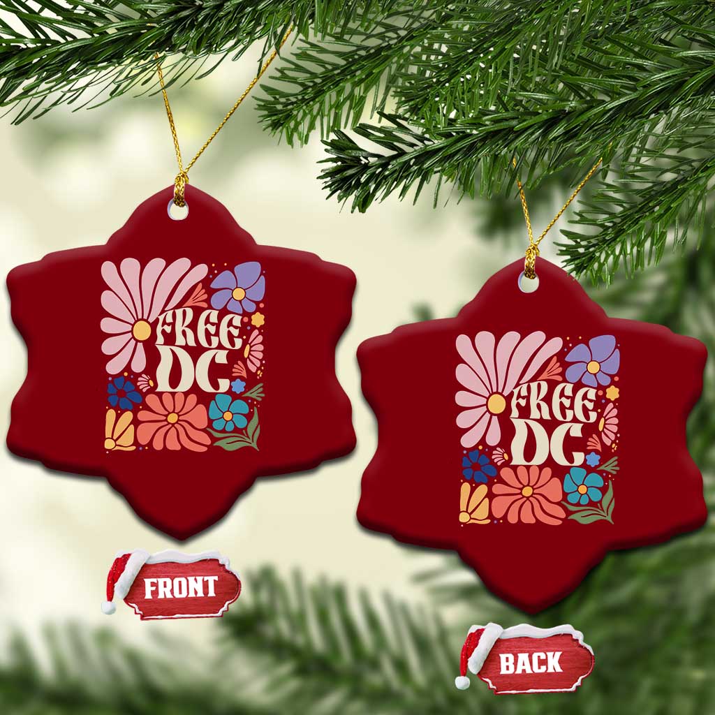 Free DC Subtle Groovy Floral Ceramic Ornament Washington D.C. Rights Retro Hippie Style TS02 Print Your Wear