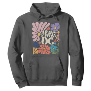 Free DC Subtle Groovy Floral Hoodie Washington D.C. Rights Retro Hippie Style TS02 Dark Heather Print Your Wear