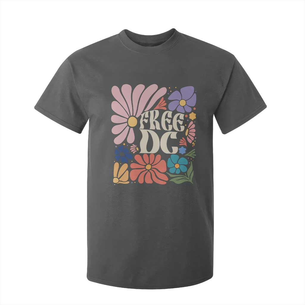 Free DC Subtle Groovy Floral T Shirt For Kid Washington D.C. Rights Retro Hippie Style TS02 Dark Heather Print Your Wear