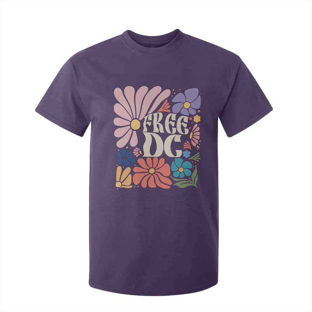 Free DC Subtle Groovy Floral T Shirt For Kid Washington D.C. Rights Retro Hippie Style TS02 Purple Print Your Wear
