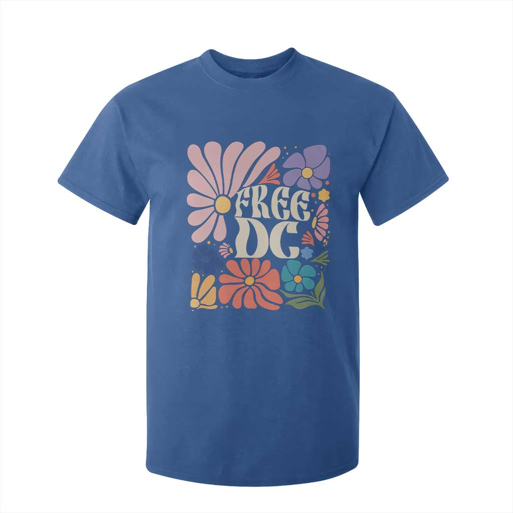 Free DC Subtle Groovy Floral T Shirt For Kid Washington D.C. Rights Retro Hippie Style TS02 Royal Blue Print Your Wear