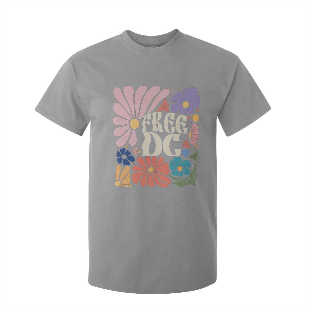 Free DC Subtle Groovy Floral T Shirt For Kid Washington D.C. Rights Retro Hippie Style TS02 Sport Gray Print Your Wear