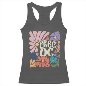 Free DC Subtle Groovy Floral Racerback Tank Top Washington D.C. Rights Retro Hippie Style TS02 Dark Heather Print Your Wear