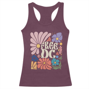 Free DC Subtle Groovy Floral Racerback Tank Top Washington D.C. Rights Retro Hippie Style TS02 Maroon Print Your Wear