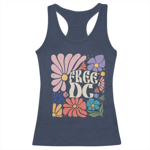 Free DC Subtle Groovy Floral Racerback Tank Top Washington D.C. Rights Retro Hippie Style TS02 Navy Print Your Wear