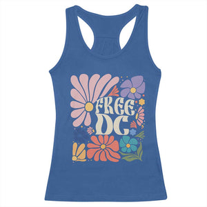 Free DC Subtle Groovy Floral Racerback Tank Top Washington D.C. Rights Retro Hippie Style TS02 Royal Blue Print Your Wear
