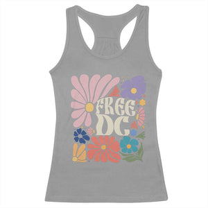 Free DC Subtle Groovy Floral Racerback Tank Top Washington D.C. Rights Retro Hippie Style TS02 Sport Gray Print Your Wear