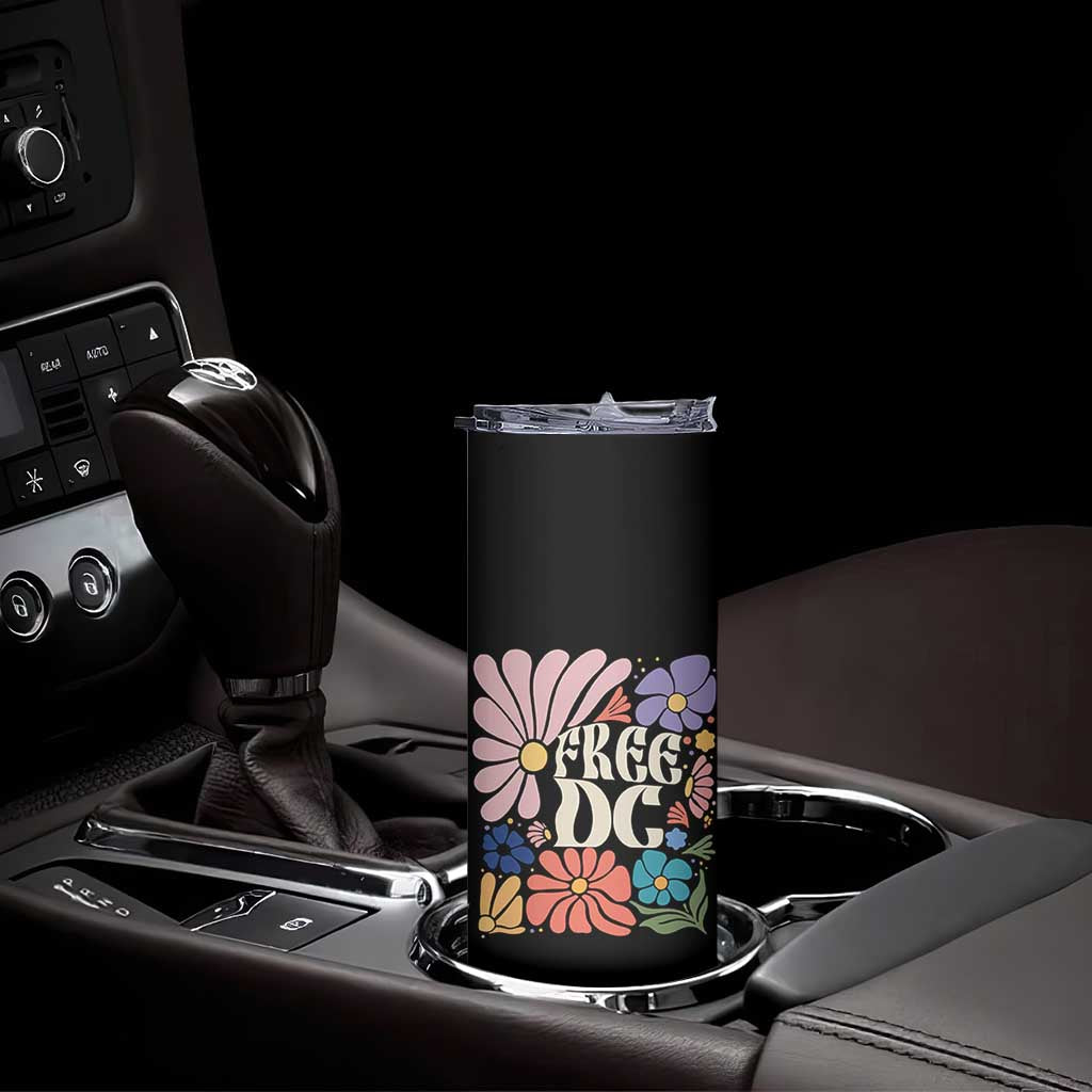 Free DC Subtle Groovy Floral Skinny Tumbler Washington D.C. Rights Retro Hippie Style TS02 Print Your Wear