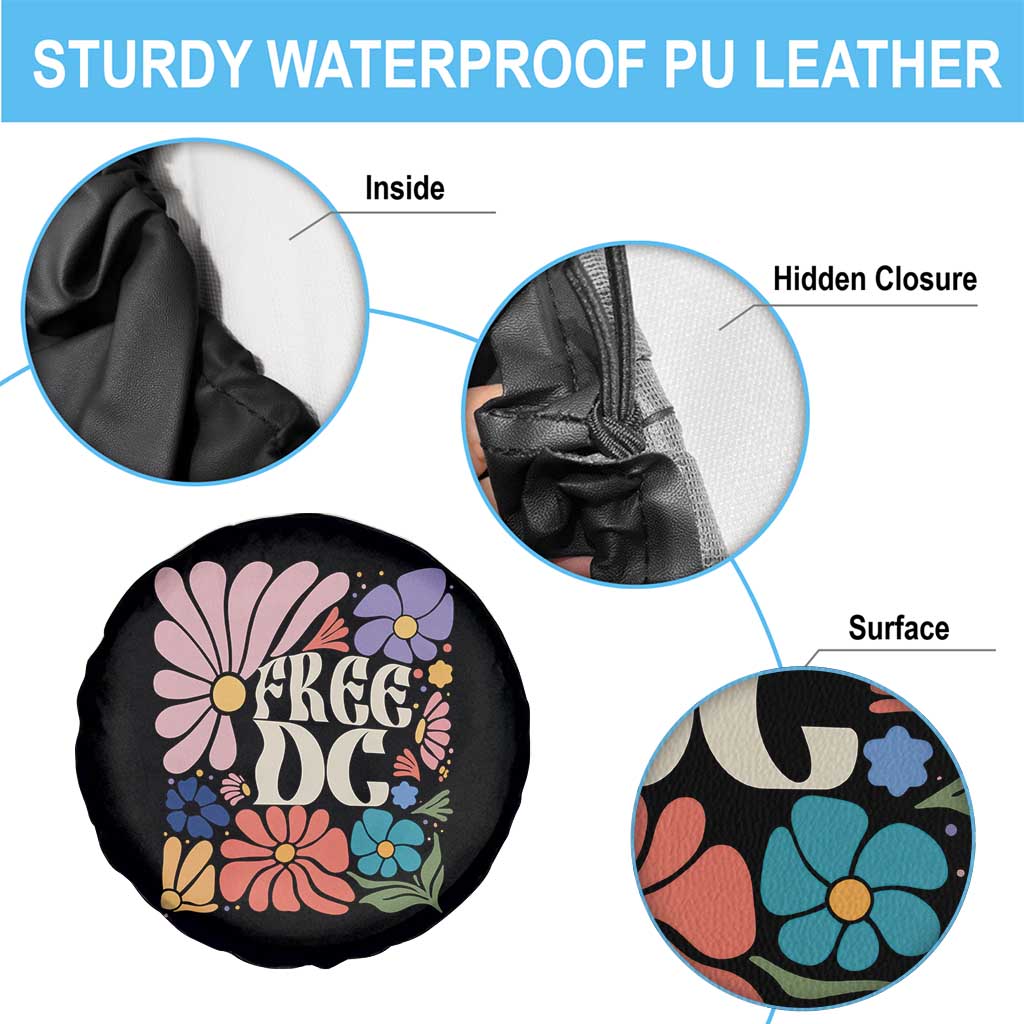 Free DC Subtle Groovy Floral Spare Tire Cover Washington D.C. Rights Retro Hippie Style TS02 Print Your Wear