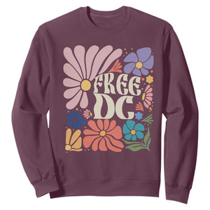 Free DC Subtle Groovy Floral Sweatshirt Washington D.C. Rights Retro Hippie Style TS02 Maroon Print Your Wear