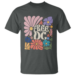 Free DC Subtle Groovy Floral T Shirt Washington D.C. Rights Retro Hippie Style TS02 Dark Heather Print Your Wear