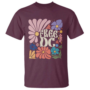 Free DC Subtle Groovy Floral T Shirt Washington D.C. Rights Retro Hippie Style TS02 Maroon Print Your Wear