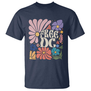 Free DC Subtle Groovy Floral T Shirt Washington D.C. Rights Retro Hippie Style TS02 Navy Print Your Wear
