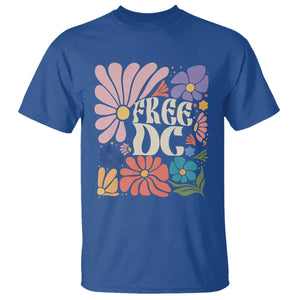 Free DC Subtle Groovy Floral T Shirt Washington D.C. Rights Retro Hippie Style TS02 Royal Blue Print Your Wear