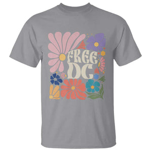 Free DC Subtle Groovy Floral T Shirt Washington D.C. Rights Retro Hippie Style TS02 Sport Gray Print Your Wear