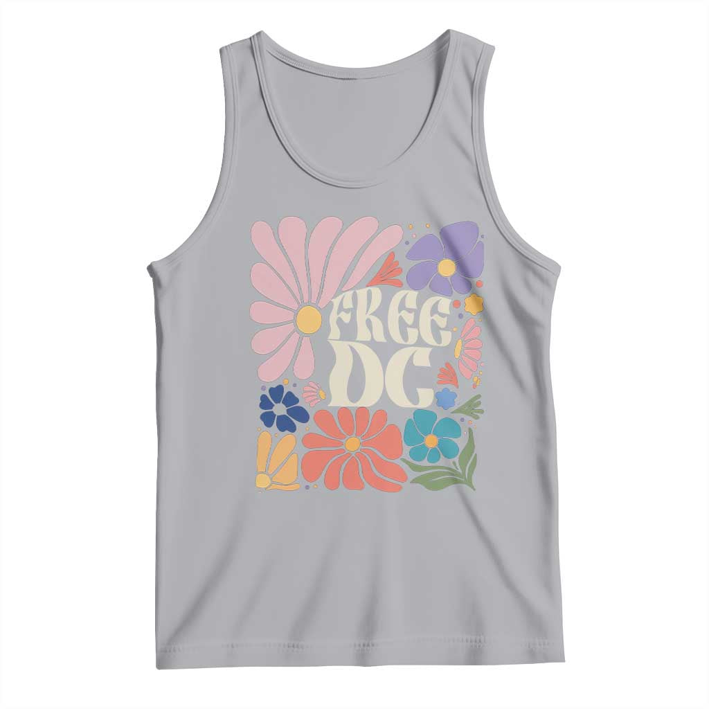 Free DC Subtle Groovy Floral Tank Top Washington D.C. Rights Retro Hippie Style TS02 Athletic Heather Print Your Wear