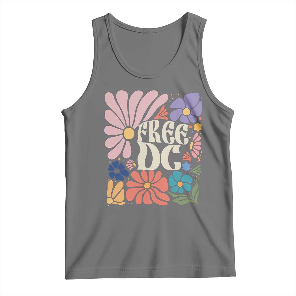 Free DC Subtle Groovy Floral Tank Top Washington D.C. Rights Retro Hippie Style TS02 Black Heather Print Your Wear