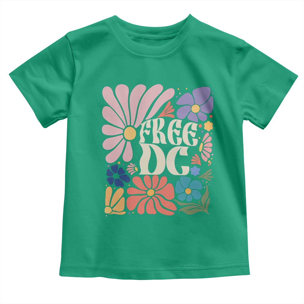 Free DC Subtle Groovy Floral Toddler T Shirt Washington D.C. Rights Retro Hippie Style TS02 Irish Green Print Your Wear