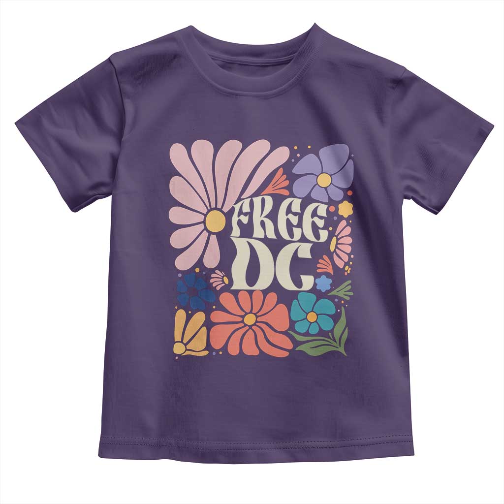 Free DC Subtle Groovy Floral Toddler T Shirt Washington D.C. Rights Retro Hippie Style TS02 Purple Print Your Wear