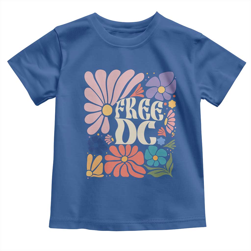 Free DC Subtle Groovy Floral Toddler T Shirt Washington D.C. Rights Retro Hippie Style TS02 Royal Blue Print Your Wear