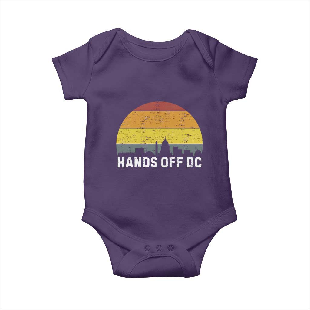 Hands Off DC Baby Onesie Retro Washington D.C. Skyline TS02 Purple Print Your Wear